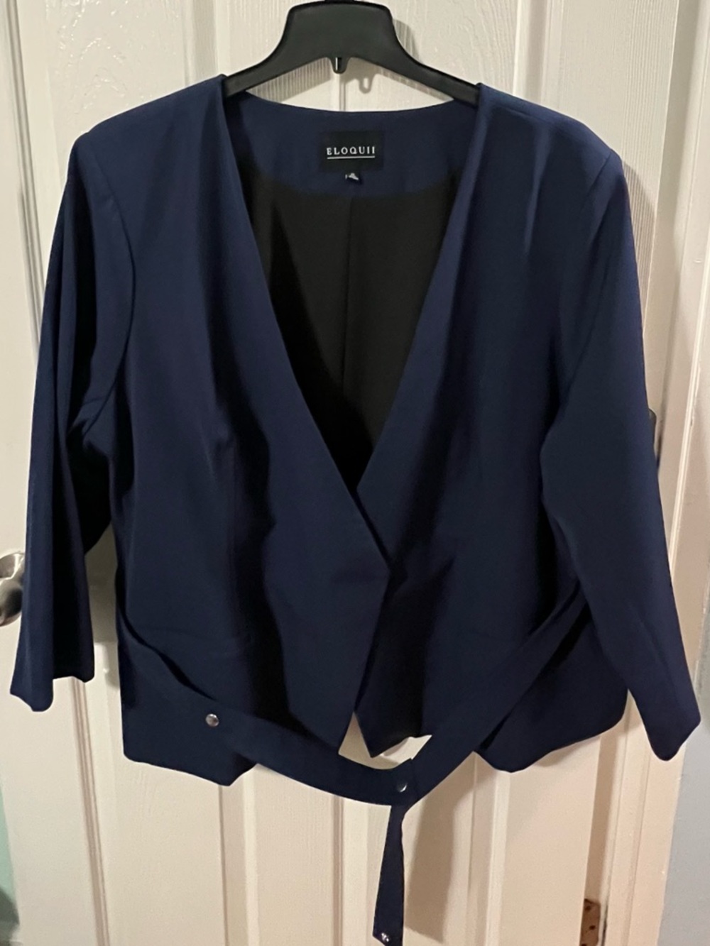 Eloquii Blazer Womens 28 Blue Belted Modern Career Office Elegant Blazer Jacket